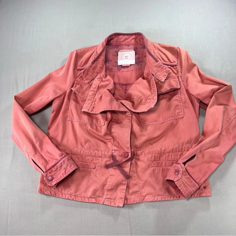 Hei Hei Anthropologie Utility Jacket Women’s Medium Pink Coral Cargo Jacket